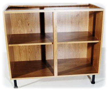 Picture of a standard base cabinet in oak finish